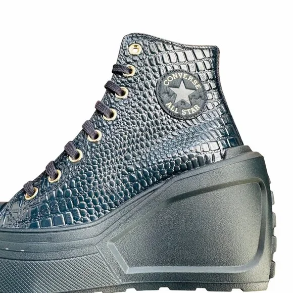 ✨Converse Chuck 70 De Luxe Wedge Platform Leather Sz 6 Women Shoes Blue A10037C - Picture 6 of 9